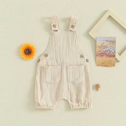 Overalls Rompers 0-24 months summer baby clothing for boys and girls sleeveless backless front pocket jumpsuit WX5.26