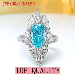 Premium Coloured Gemstone Ring Artificial Blue Gemstone 100% 18K gold 100% 9K gold ring 240522