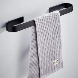 Towel Holder Bathroom Towels Rack Hanger Black Silver Stainless Steel Wall Hanging Bar Organiser Kitchen Storage Shelf Racks 262d