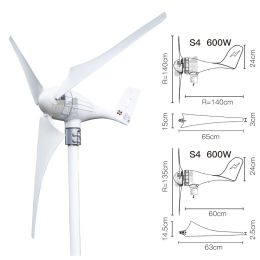 600W 5Blades AC Wind Turbine Generator With Indicator Charge MPPT Controller and Battery Equaliser Household Wind Generator