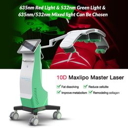 SPA use diode lipo laser Cold Laser Slimming 635Nm Green Red Light body shape weight loss beauty machine 6D skin tighten fat reduction system