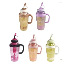 Water Bottles 41XB Elegant Cup With Unique Straw Big Capacity Plastic Practical Drinkware