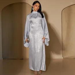 Ethnic Clothing Ramadan Pagoda Sleeve Satin Abaya Dubai Luxury Islam Muslim Kaftan Dresses Kebaya Abayas Women Robe Musulmane Femme Vestidos