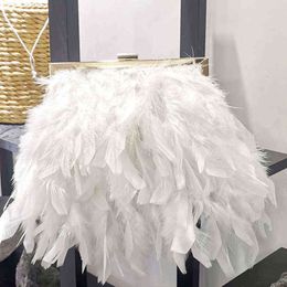 Shoulder Bags Tote Designer Party Purse Elegant Women Feather Handbag Evening Clutch White Pearl Chain Ftb310 1122 296V