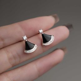 Elegant and noble master design Bvlgrily earrings for s925 Silver Fashion Diamond Shaped Simple Leaf Earrings