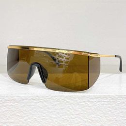 Designer Men Mask Sunglasses FT0980 Luxury Extra Large Women Rectangular Half Frame Sunglasses Gold Metal Frame Brown Lens UV400 Lady Aviator Glasses top quality