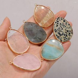 Pendant Necklaces Natural Stone Irregular Malachite Rose Pink Quartz Amazonite Charms For Jewelry Making DIY Necklace Accessories