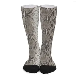 Women Socks Snakeskin Python Faux Animal Skin Print Fashion Stockings Girls Medium Soft Outdoor Autumn Design Non Slip
