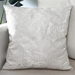 Pillow Selling Jacquard Leaf Decorative Sofa Chair Cover Embroidery Throw Case Modern