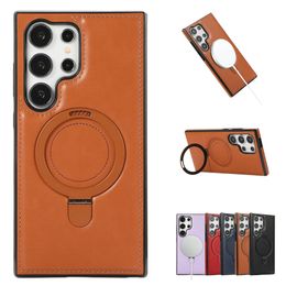 Magnetic charging ring leather phone case