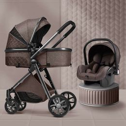 Stroller 3 in 1 High Landscape Cart Sit Can Lie Portable Pushchair Baby Cradel Infant Carrier F4525