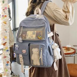 Korean Large Capacity Backpacks Women Kawaii Students Preppy ITA Bag for Teenager Girls Sweet Waterproof School Travel Bags 211026 318O