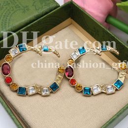 Designer Diamond Stud Earrings Vintage Earring Colored Jewel Crystal Earrings For Women Wedding Party Jewelry Gift