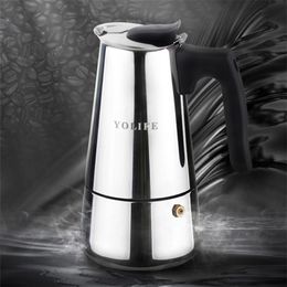 2 - 6 Cups Stainless Steel Moka Coffee Maker Mocha Espresso V60 Latte Stovetop Philtre Coffee Pot barista milk pitcher Tools 210408 177J