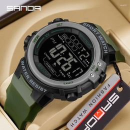 Wristwatches SANDA Outdoor Military G Style Men's Watch LED Digital Alarm Clock Fashion Sports Dual Display Wrist 50M Waterproof Reloj