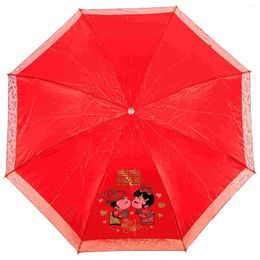 Umbrellas Bridal Wedding Umbrella Retro Decor For Rain Foldable Prop Chinese Po Folding Iron Travel Bride