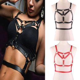 Belts Women Punk Leather Lingerie Harness Sexy Bra Garter Belt Body Bondage Cage Crop Top Suspenders Harajuku StrapsBelts 292a