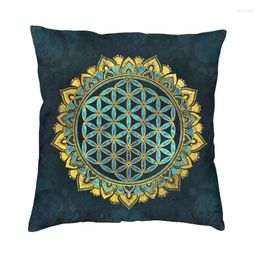 Pillow Flower Of Life Gold An Blue Texture Glass Covers 45x45 Velvet Mandala Geometric Pattern Throw Case For Car