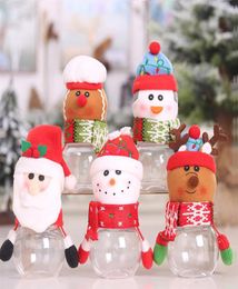 Plastic Candy Jar Christmas Theme Small Gift Bags Xmas Candys Box Cans Crafts Home Party Decorations for New Year kids Giftsa292658168