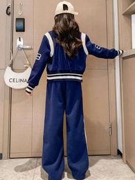 Autumn Children Girl Clothes Baseball Sport Jacket Uniform Coat and Pants 2pcs Suit Teenage Tracksuit Sets Striped Outfits