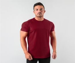 Summer Plain Tops Tees Fitness Mens T Shirt Short Sleeve Muscle Joggers Bodybuilding Tshirt Male Gym Clothes Slim Fit 2107217823683