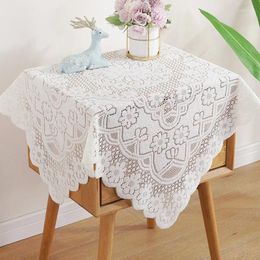 Table Cloth Vintage Lace Hollow White Tablecloth Retro France Embroidered Flower Cover Home Wedding Party Decorative Supplies