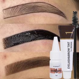 Semi Permanent Eyelash Eyebrow Dye Tint Kit 2 in 1 Waterproof Fast Dye Brow Enhance Long Lasting Black Brown Eyebrow Cosmetics