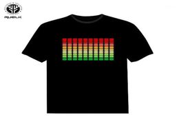 RUELK 2018 Sound Activated LED T Shirt Light Up and down Flashing Equaliser EL TShirt Men for Rock Disco Party DJ T shirt11240490