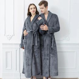 Towel Winter Warm Coral Fleece Bathrobe Women Men Flannel Kimono Bath Robe Sleepwear Large Size Thickened Male Female Couples Pajamas