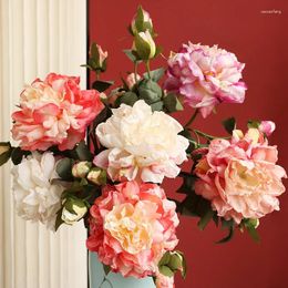 Decorative Flowers Artificial Silk Peony Hydrangea For Living Room Home Decoration Wedding Bride Bouquet Rose Fake Plants Table Accessories