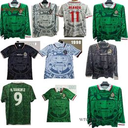 1997 1998 Mexico Soccer Jerseys National Team Men Retro long sleeve vintage football H. SANCHEZ T Uniform Football shirt HERNANDEZ Sweatshirt