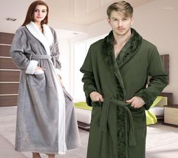 Men039s Sleepwear Men Winter Extra Long Thick Warm Flannel Fleece Bathrobe Mens Luxury Kimono Bath Robe Women Sexy Fur Robes Ma2353397