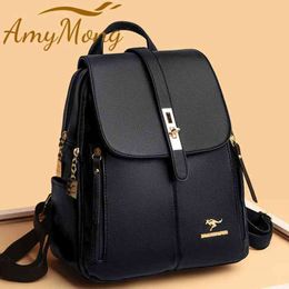 Backpack Style Women Large Capacity Purses High Quality Leather Female Vintage Bag School Bags Travel Bagpack Ladies Bookbag Rucksack 1 254z