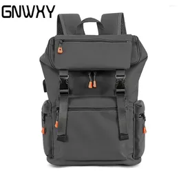 Backpack GNWXY Casual Large Capacity Students Schoolbag Men Outdoor Travel USB Charging Laptop Bag Business Commuting Bags