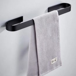 Towel Holder Bathroom Towels Rack Hanger Black Silver Stainless Steel Wall Hanging Bar Organiser Kitchen Storage Shelf Racks 315J