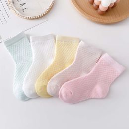 Mesh Thin Spring Summer Girls' Pure Cotton Mid tube Children's Baby Solid Colour Casual Breathable Socks S