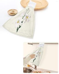 Towel Vintage Country Plants Lilies Hand Towels Home Kitchen Bathroom Hanging Dishcloths Loops Quick Dry Soft Absorbent Custom