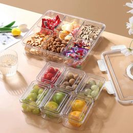 Storage Bottles Refrigerator Organizer Bins Fresh-Keeping Food Container Fridge Organizers Transparent 6-Grid Kitchen Containers For