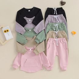 Clothing Sets Toddler Baby Girls Boys Autumn Winter Clothes Set Long Sleeve Tops Drawstring Elastic Waist Trousers Tracksuits Kids Cozy