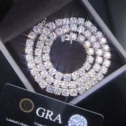 RTS 2 Mm-6.5 Mm VVS Moissanite Diamond Tennis Chain Bracelet Fine Jewellery Necklace Sterling Sier For Men Women