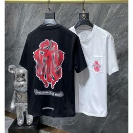 Mens Luxury T Shirts Designers T-shirt Tops Tees Men Women Brand Sanskrit Letter Heart Cross Sweatshirts Horseshoe Couple T-shirts Unisex Large Eur Size Shirt I5NE