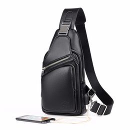 Designer- Fashion Mens Shoulder Bag Burglarproof Black Leather Mens Chest Bag Usb Charging Crossbody Bags Travel Bag J190702 2047
