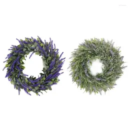 Decorative Flowers Valentines Day Decoration Artificial Fake Lavender Wreath Hanging For Wedding Christmas Parties Home Shops
