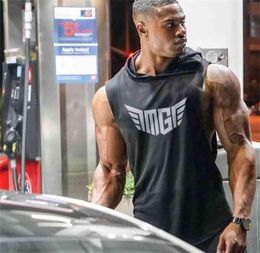 Muscleguys Brand Hooded Sleeveless Shirt Cotton Gym Clothing Fitness Vest Men Bodybuilding Tank Tops Hoodies Sports Singlets 210625178963