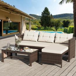 Camp Furniture Outdoor Patio Sets Wicker Sectional 3-Piece All Weather Rattan Seating Sofas