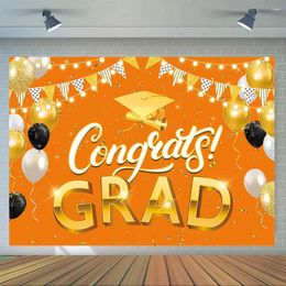 Party Decoration Graduation Orange Background Congratulations On Pography Ceremony Banner Po Studio Prop