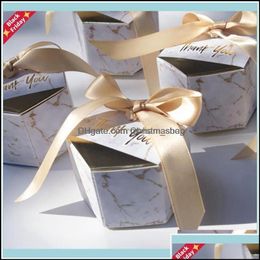 Gift Wrap Event Festive Home Garden50Pcs/Lot Marbling Style Gifts Box Wedding Favours And Candy Boxes Party Supplies Baby Shower Pape Dhtqa