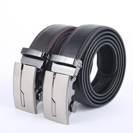 Cinturão de couro Men Black Brown Strap Male Metal Belt Automatic Buckle de alta qualidade Belts masculino CEINTURE HOMME 267K