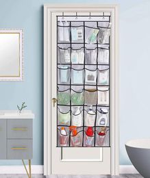 Storage Bags 24 Large Mesh Pockets Hang On Door Shoe Organiser With 4 Steel Hanging Hooks Over The Pantry Space Saving