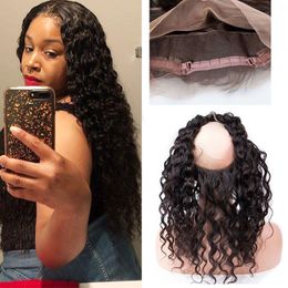 Raw Indian Virgin Hair Wet And Wavy Water Wave 360 Lace Frontal Closure Natural Color 10-24inch 360 Circle Frontal Hair Extensions Tdvnh
